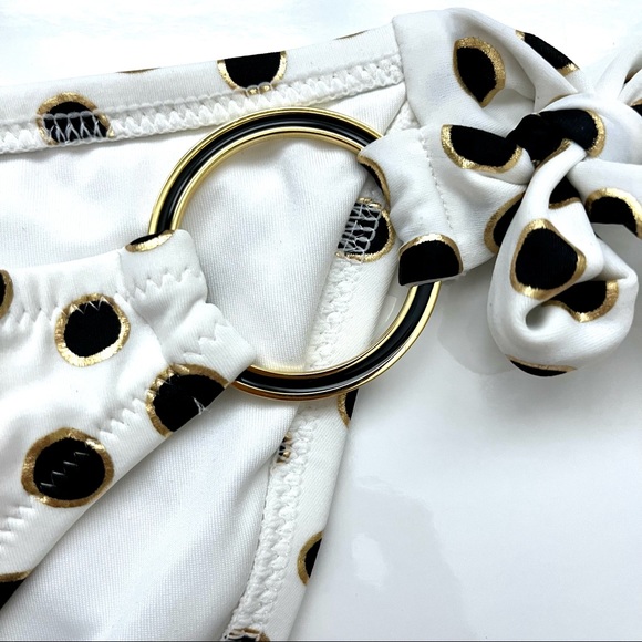 Victoria’s Secret White Bikini Bottom, Black & Gold Polka Dots Sz. Small (EUC) - Picture 3 of 4